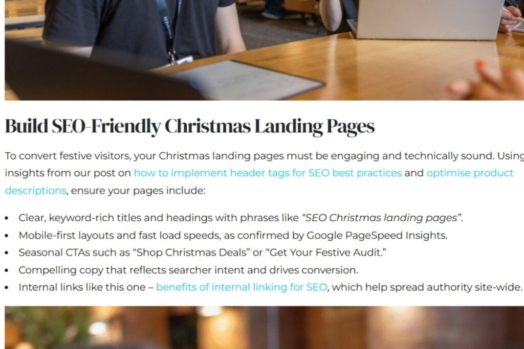Screenshot of a Lumen SEO blog with clear bullet points.